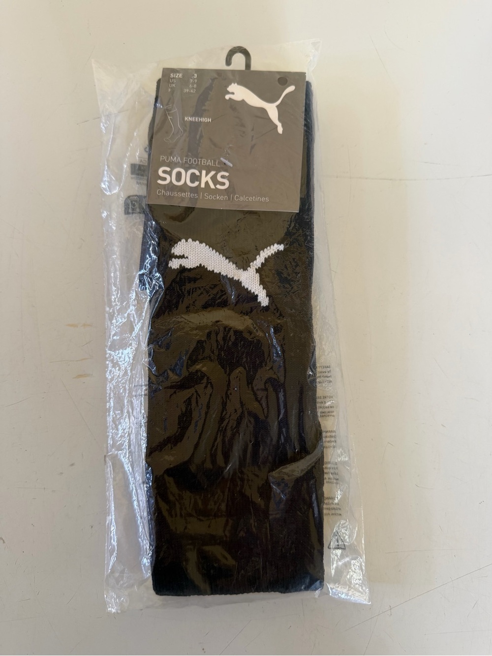 Puma Black Knee-High Football Socks with White Logo